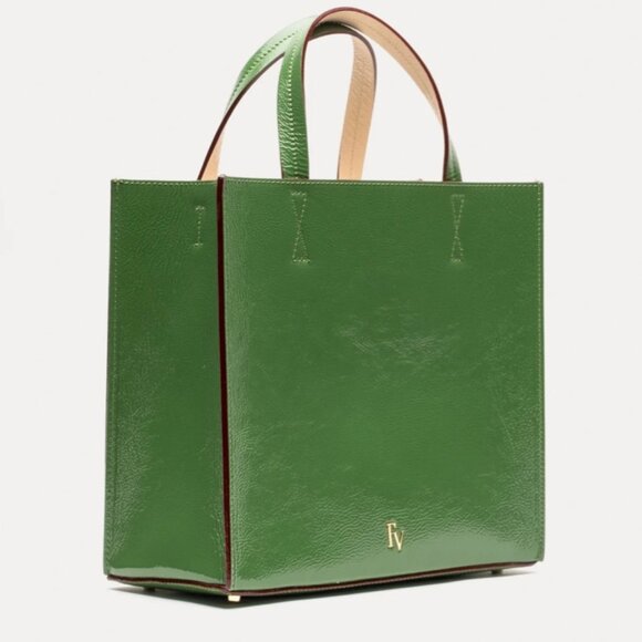 NWT Frances Valentine Margo Tote in Green Naplak Leather - The Perfect Bag - Picture 2 of 13